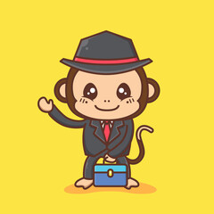 cute business monkey wear hat