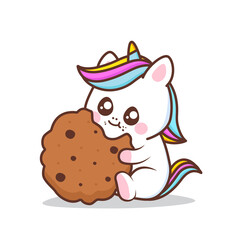 cute unicorn eating a cookie