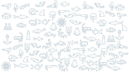 sea icon background. sea animals vector icon background.