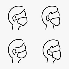 Man face with mask icon vector in trendy flat style isolated on white background