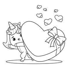 Coloring Book Cute Unicorn for valentine's day