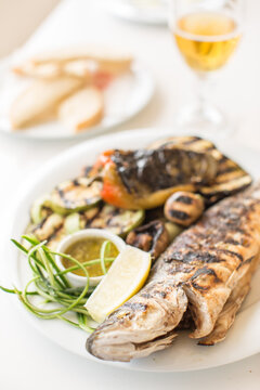 Plate of traditional food at restaurant in Balchik, Bulgaria
