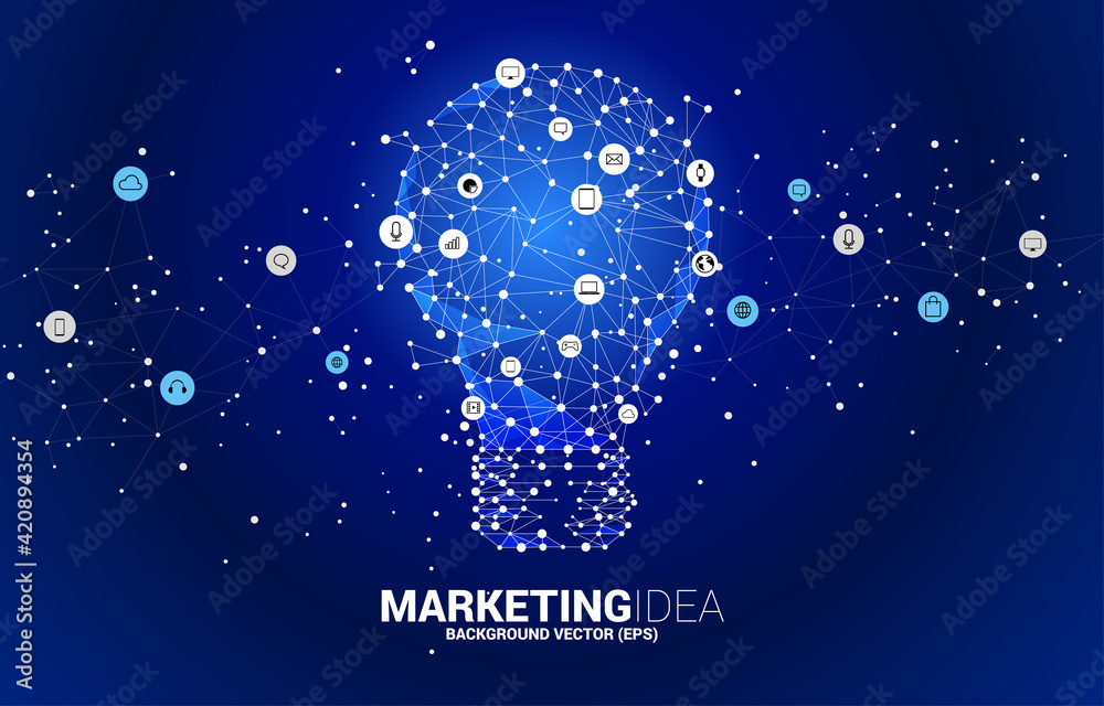 Poster vector4331Vector light bulb from Wireframe polygonal lines Connect dot Geometric sphere with marketing tool icon. Concept of business idea and marketing.