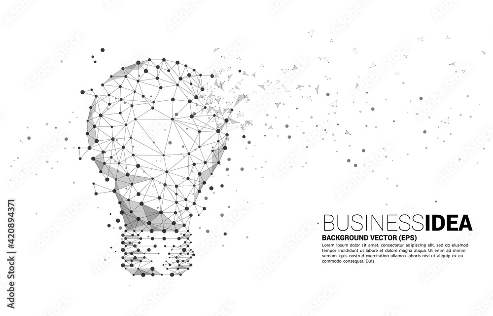 Poster Vector light bulb from Wireframe polygonal lines Connect dot Geometric sphere isolated. Concept of business plan and creative idea..