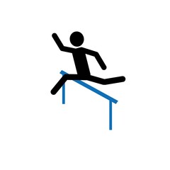 Sport. Healthy lifestyle. High jump. Stick man sketch jumps over a crossbar isolated on a white background.