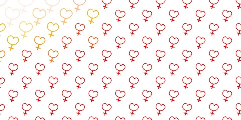 Light Red, Yellow vector template with businesswoman signs.