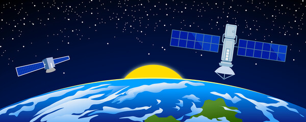 Satellites in Space Illustration