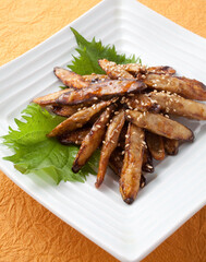 ごぼうの甘辛揚げ