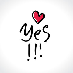 Cartoon illustration Yes!!! Vector postcard Happy Valentine's Day. Template for postcards, t-shirt print, etc. Cute card