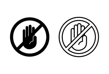 Stop icon set. stop road sign. hand stop icon vector