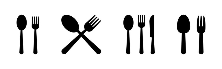 spoon and fork icon set. spoon, fork and knife icon vector. restaurant icon