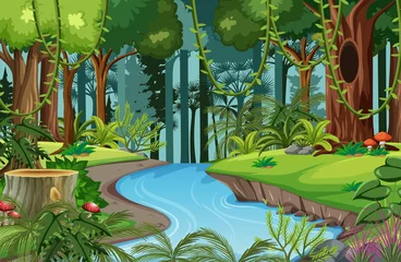 Forest scene with river and many trees © blueringmedia
