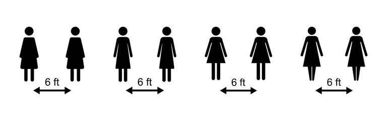 Social distancing icon set. social distance icon. self quarantine sign