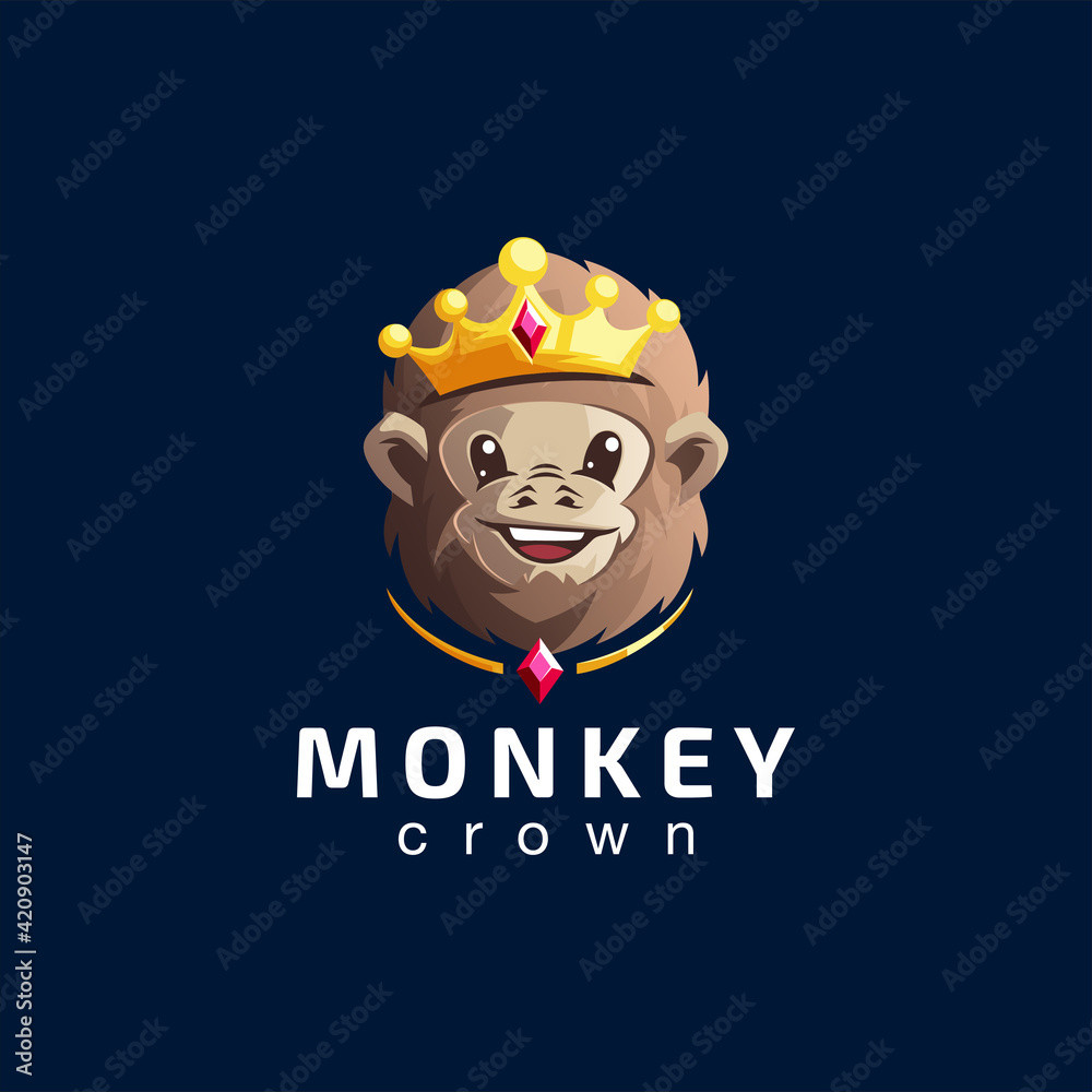 Poster monkey crown gradient logo design