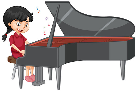 A girl cartoon character playing piano