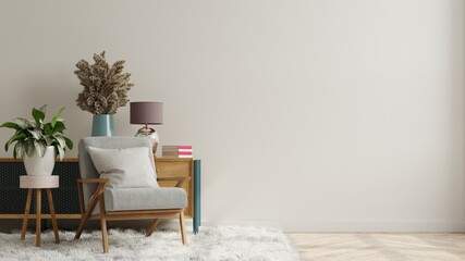 White wall with armchair in living room.