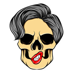 The art work skull for the tattoo inspiration of the short half cute style