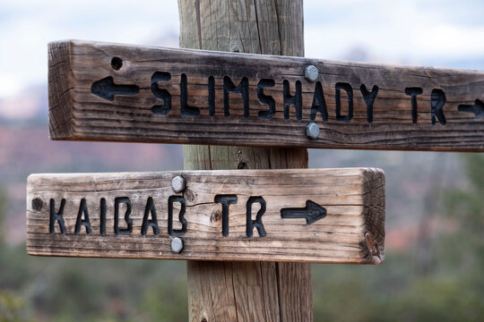 Trail signs, Sedona, Arizona, USA