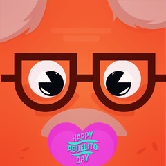 grandfather glasses sweet asian granparents day image icon- Vector