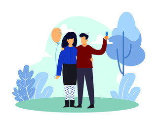 the couple who were taking a photo together in the garden brought balloons