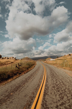 Landscape with rural road, Exeter, California, USA