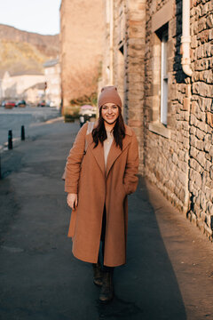 Portrait of woman on street, Edinburgh, Scotland