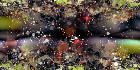 yellow and purple halftone pattern with white line motion backdrop wallpaper. Dark red light geometric background.