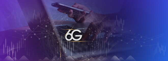 The Concept of 6G Network, Business, Modern Technology, Shopping online and Networking, Without borders in communication Concept.
