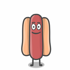 Cute hotdog character vector template design illustration