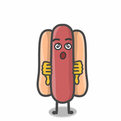 Cute hotdog character vector template design illustration