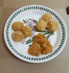 Small slices of a dried pollack