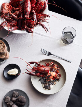 Meal of lobsters