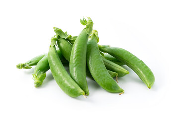 Snap peas on a white background