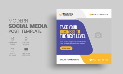 Corporate Business Marketing Promotion Social Media Post and Editable Web Banner Template