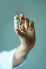 covid 19 corona virus ampoule vaccine cure in doctor scientist hand