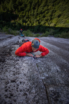 Man trad climbing, Squamish, Canada