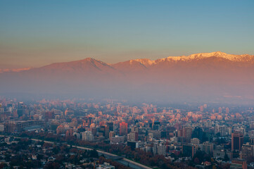 Smog over cityscape, Santiago, Chile