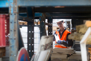 Woman working in warehouse