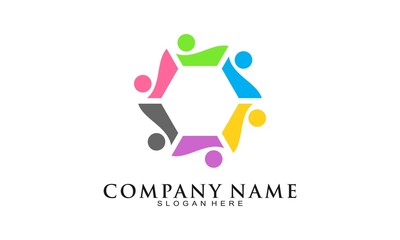 People group polygon vector logo
