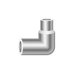 PVC plastic pipe fitting vector design. Elbow 90 degree. Slip socket 2 end and reducer. For connect, installation pipe in pipeline for plumbing, drainage system, sewage, waste, vent and water supply.