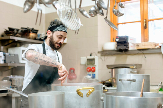 Chef cooking in kitchen
