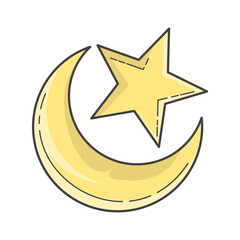 moon with stars colorful for ramadhan kareem, ied adha concept design, vector illustration