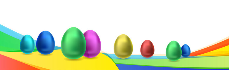 happy easter holiday celebration banner flyer or greeting card with decorative eggs horizontal