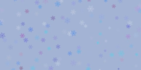 Light pink, blue vector doodle texture with flowers.