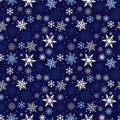 Seamless background with snowflakes and star