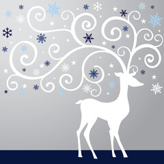 Such a beautiful silhouette of a reindeer with snowflake decoration on elegant antlers