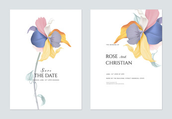 Floral wedding invitation card template design, fancy flower on white
