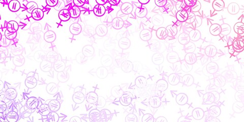 Light Purple, Pink vector template with businesswoman signs.