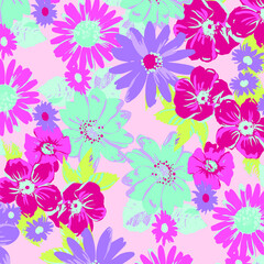 Fototapeta na wymiar Floral seamless pattern For textile, wallpapers, print, wrapping paper. Vector stock illustration.