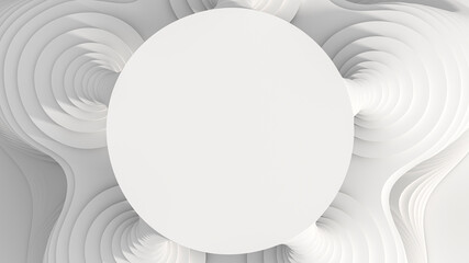 Abstract creative modern parametric white light 3D three-dimensional background.Architectural design. A complex geometric rounded volume cut into many parts forming steps. 3d illustration